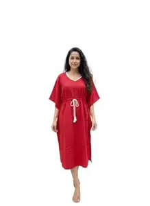 Crafts Moda Cotton Kaftan for Women - Loungewear Relaxed Fit Midi Dress - Kantha Work