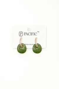 Round Disc Drop Earrings – Elegant Earrings for Women, Stylish Statement Jewelry, Perfect for Parties, Special Occasions, and Gift Giving" (Green)