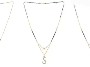 Gold Plated Traditional Black Bead Single Line American Diamond Pendant Mangalsutra for Women(Combo) Pack of 3 MS-45-1-43
