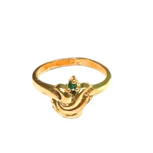 SH Fashions Panchaloha (Impon) Vinayagar Design Emerald Ring