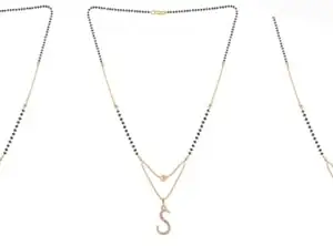 Gold Plated Traditional Black Bead Single Line American Diamond Pendant Jewellary set for Women(Combo) Pack of 3 MSCNC-50-1-43- od
