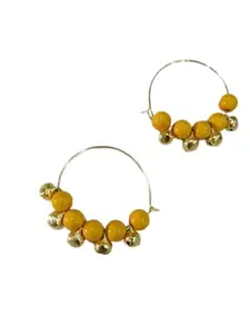 traditional beautiful round yellow pearl hoop earrings for women girl
