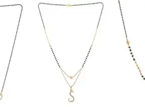 Gold Plated Traditional Black Bead Single Line American Diamond Pendant Jewellary set for Women(Combo) Pack of 3MCN-21-1-17-/
