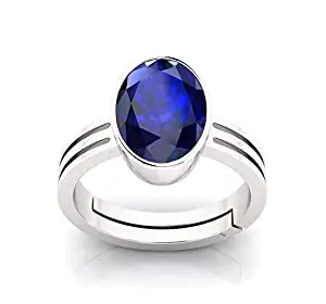 GEMSJEWELS 20.25 Ratti Certified Original Blue Sapphire Ring Panchdhatu Adjustable Neelam Ring for Men & Women by Lab Certified