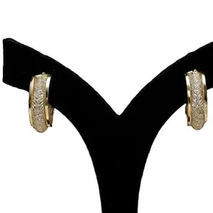 Textured Gold-Tone Hoop Earrings, Mesh Pattern, Clip-On Style