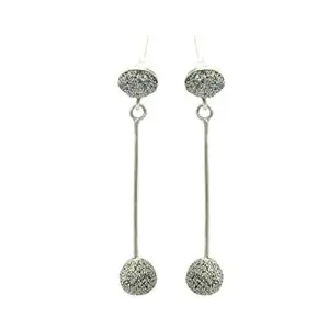 Rajasthan Gems Handmade 925 Silver Jewelry dangle Earrings textured design 1.9 inch