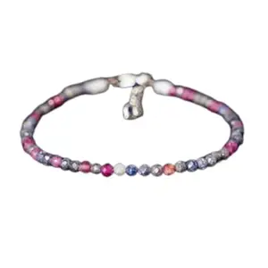 RRJEWELZ Sapphire & Ruby bracelet for men & women - 3mm Round Faceted beads - 7 Inch Adjustable with Silver plated clasp – Healing, Fashion, Gift, Spiritual, Yoga|LCBR_RR_08615