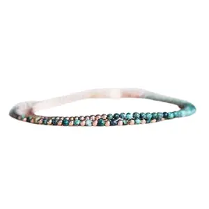 LKBEADS African Turqouise Bracelet with Gold Plated Clasp – 2-2.5mm Round Beads – Smooth Cut – 7 inch – Healing, Fashion, Gift, Spiritual, Yoga|LK_STACK_00049