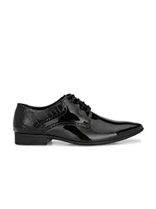 San Frissco Formal Derbys Wrinkle Free Patent Upper Textured Upper Design Shoes Cushioned Footbed/Comfortable Fashionable Stylish Flexible for Men/Size : 11 (Black)