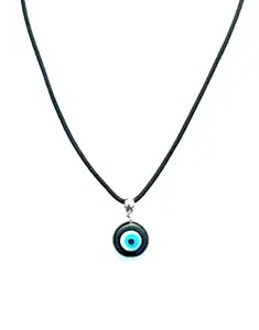 Evil Eye Necklace, Blue Turkish Glass Leather Rope for Women Men Girls Evil Eye Choker Evil Eye Pendant Handmade Jewelry Protection Spiritual (Black)
