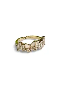 Crystal Butterfly Statement Ring, Gold-Plated Band with Baguette Stones, Fashion Jewellery for Women