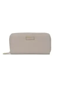 Van Heusen Leather Women Grey Textured Casual Wallets