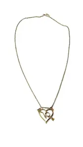 KHILERA FASHION Gold Plated Anti Tarnish Chain with V Name Single Heart Shape Pendant for Women