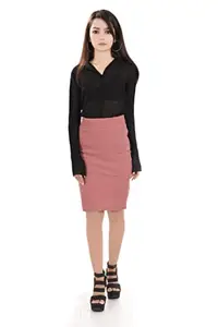 VAU FASHION VAU FASHION | Pencil Skirt | Formal Pencil Skirt | Stretchable | Short Skirt (M, Salmon)