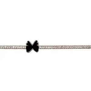 Fashionable Elegant Crystal Butterfly Bracelet, Gold-Plated, Black Enamel and Rhinestone Chain for girls and women