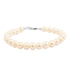 Pearlz Gallery White Freshwater Pearl Bracelet for Girls and Women