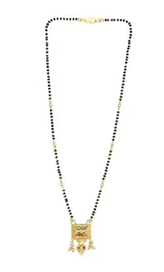 COLOUR OUR DREAMS Traditional Necklace Pendant Gold Palted Glorious Hand Meena Long Mangalsutra/Black Beads Mangalsutr For Women Gold long chain(golden mangalsutra 18 inch-no-06)