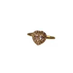 Glace Heart-Shaped Crystal Ring with Rhinestone Halo, Gold-Plated Adjustable Band