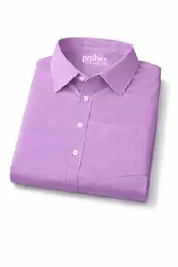 PROBEX INTERNATIONAL Men's Cotton Blend Solid Shirt with Spread Collared Full Sleeve Curved Hemline Button Closure Slim Fit and One Pocket | Shirt for Man Full Sleeve