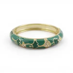 Elegant Green Enamel Bangle Bracelet