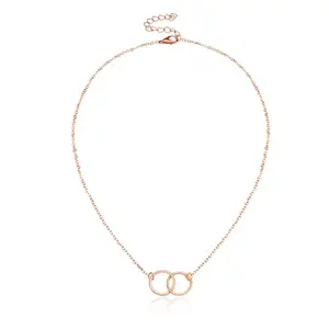 Simza Gold Plated Interlocking Circles Pendant Necklace for Women & Girls | Minimalist Stylish Jewelry for Daily & Gift