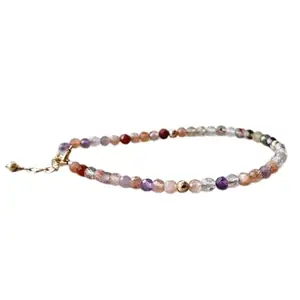 RRJEWELZ Auralite Bracelet for Men & Women – 3mm Round Faceted Multicolor Beads – 7 inch adjustable with Silver Plated Clasp – Healing, Fashion, Gift, Spiritual, Yoga|LCBR_RR_00870