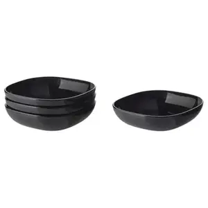 Ikea BACKIG Deep Plate, Black, 20x20 cm (7 ¾x7 ¾), Pack of 4