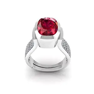 Akshita gems Certified Ruby (Manik) 2.40 carats or 3.25 ratti 92.5 Sterling Silver Ring Natural Ruby Gemstone Ring for Men's and Women's