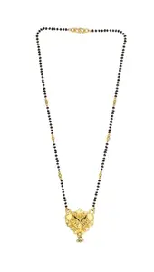 COLOUR OUR DREAMS Traditional Necklace Pendant Gold Palted Glorious Hand Meena Long Mangalsutra/Black Beads Mangalsutr For Women Gold long chain(golden mangalsutra 18 inch-no-1)