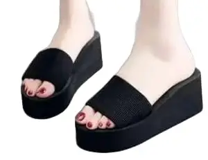 Women Solid Black foam Flipflop