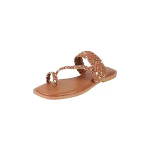 Mochi Women's Tan Open Casual Slippers UK/4EU/37(32-1169)