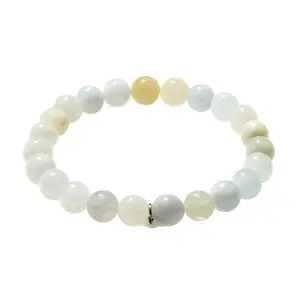 AAMRAPALI SILVER GEMS AAMRAPALI Aquamarine Bracelet | Stone Beads Bracelet | Focus on Heart Chakra | Stunning Gem Patterns Tones | I navigate life with calm confidence. Aquamarine is the soothing stone. Known for its calmi