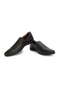 Louis Philippe Men Brown Leather Slip Ons