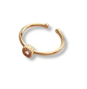 Dainty Round Artificial Crystal Ring, Gold Color Plated, Adjustable, Minimalist Design (Round)