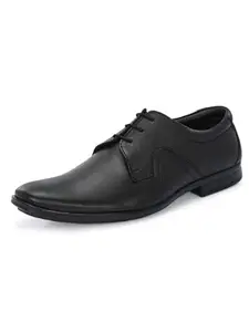 Guava Black Leather Derby Formal Shoes Lace-Up