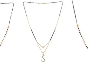 Gold Plated Traditional Black Bead Single Line American Diamond Pendant Mangalsutra for Women(Combo) Pack of 3 MS-26-1-18