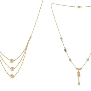 Gold Plated Traditional Black Bead Single Line American Diamond Pendant Jewellary set for Women(Combo) Pack of 3 MSC-38-54-36 Cb od