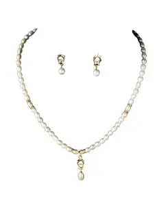 Elegant Real Pearl Necklace Set for Women | Gold Finish | Traditional Look | Navrang Designs