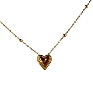 Glace Gold-Plated Heart Pendant Necklace with Chain, Dainty Fashion Jewellery for Women