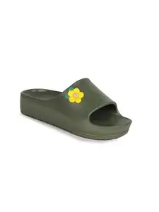 AADI Women's Olive EVA Breathable | Stylish | Anti-Skid | Comfortable Casual Slides/Flip Flop & Slippers