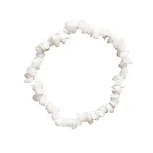 White Jade Bracelet Gemstone Chips - Natural Crystals Stretchy Bracelets - Chip Bracelets