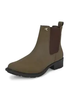 EL PASO Khakee Suede Leather Chelsea Boots For Women - 06 UK