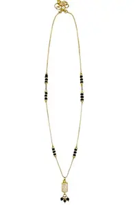Traditional Gold-Plated Mangalsutra Necklace with Black Beads and Crystal Accents