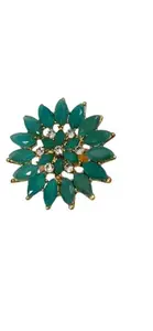 Green Ring with stones and crystal