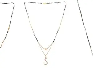 Gold Plated Traditional Black Bead Single Line American Diamond Pendant Jewellary set for Women(Combo) Pack of 3 MSCN-26-1-11-