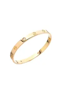 Luxury Crystal Diamond Love Band Bracelet, Anti Tarnish Stainless Steel Gold Plated Jewellery, Classic Design