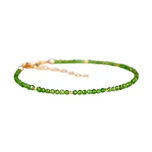 LKBEADS Chrome Diopside Bracelet with Gold Plated Clasp – 2.5mm Round Beads – Faceted Cut – 7 inch adjustable – Healing, Fashion, Gift, Spiritual, Yoga|LK_STACK_01960