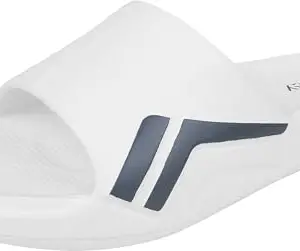 TRV Coco-Arrow White Casual Sliders for Men | Lightweight Comfort, Water-Resistant & Stylish Poolside Wear-8 Kids UK