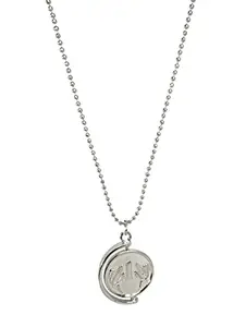 Uniqon Unisex Metal Stylish & Fancy Solid Oxidize Silver Plated One Rupees Coin/Sikka Locket Pendant Necklace With Chain