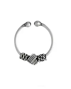 NEMICHAND JEWELS Pure 925 Sterling Silver Tribal Twist Clip On Septum Nose Ring/Nose Pin Simple Tiny Hoop for Women & Girls (No Piercing Required)